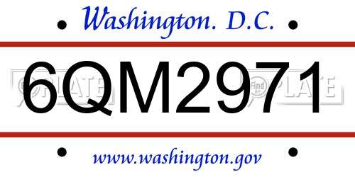 6QM2971 District Of Columbia License Plate