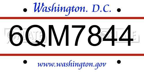 6QM7844 District Of Columbia License Plate