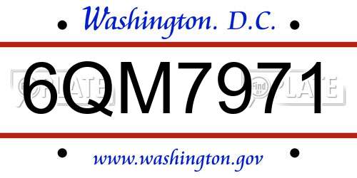 6QM7971 District Of Columbia License Plate