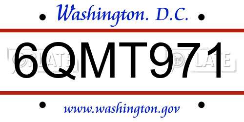6QMT971 District Of Columbia License Plate