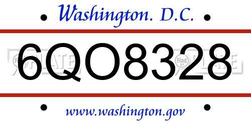6QO8328 District Of Columbia License Plate