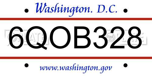 6QOB328 District Of Columbia License Plate
