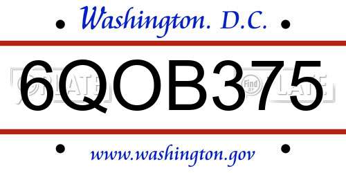 6QOB375 District Of Columbia License Plate