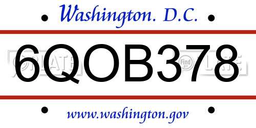 6QOB378 District Of Columbia License Plate