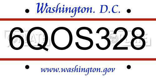 6QOS328 District Of Columbia License Plate
