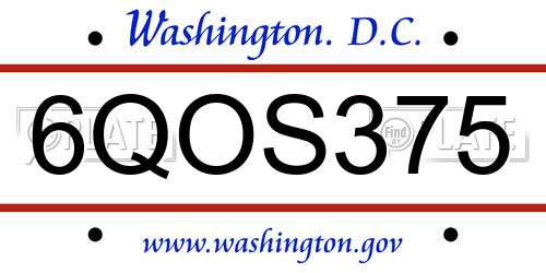 6QOS375 District Of Columbia License Plate