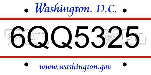 6QQ5325 District Of Columbia License Plate