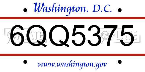 6QQ5375 District Of Columbia License Plate