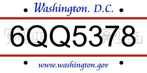 6QQ5378 District Of Columbia License Plate