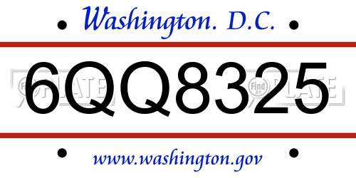 6QQ8325 District Of Columbia License Plate