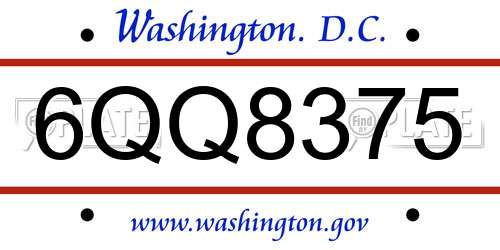 6QQ8375 District Of Columbia License Plate
