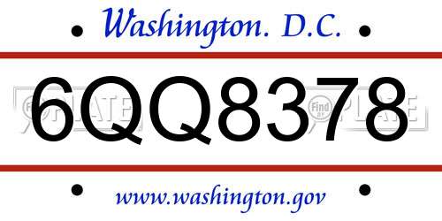 6QQ8378 District Of Columbia License Plate