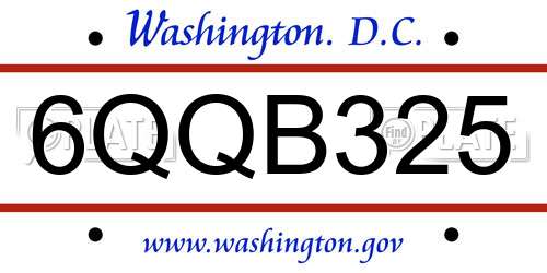 6QQB325 District Of Columbia License Plate