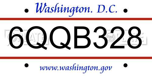 6QQB328 District Of Columbia License Plate