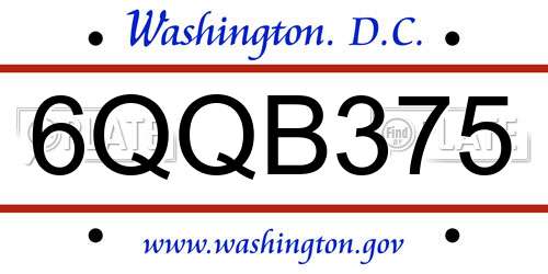 6QQB375 District Of Columbia License Plate
