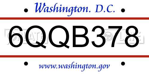 6QQB378 District Of Columbia License Plate