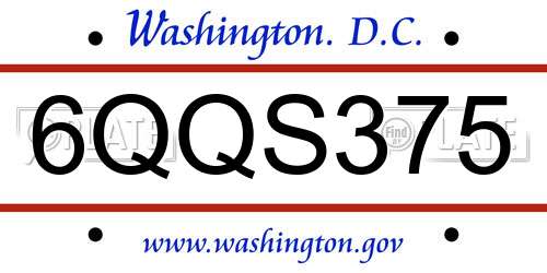 6QQS375 District Of Columbia License Plate