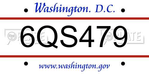 6QS479 District Of Columbia License Plate
