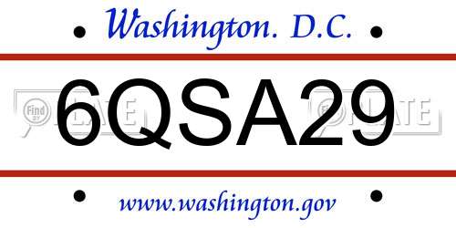6QSA29 District Of Columbia License Plate