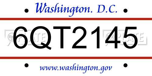 6QT2145 District Of Columbia License Plate