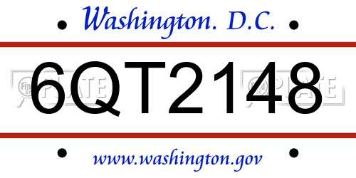 6QT2148 District Of Columbia License Plate