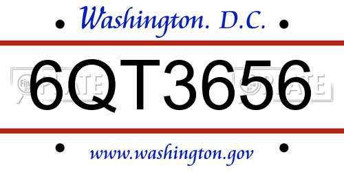 6QT3656 District Of Columbia License Plate