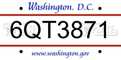 6QT3871 District Of Columbia License Plate