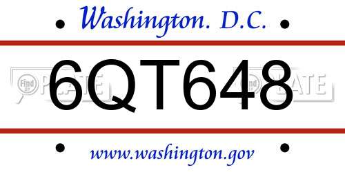6QT648 District Of Columbia License Plate