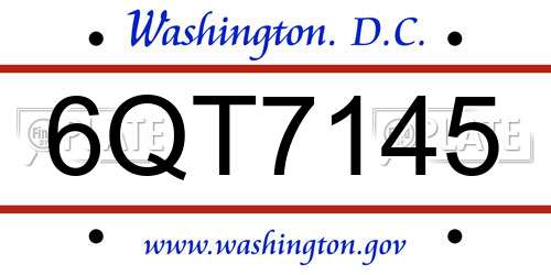 6QT7145 District Of Columbia License Plate