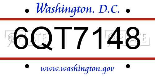 6QT7148 District Of Columbia License Plate