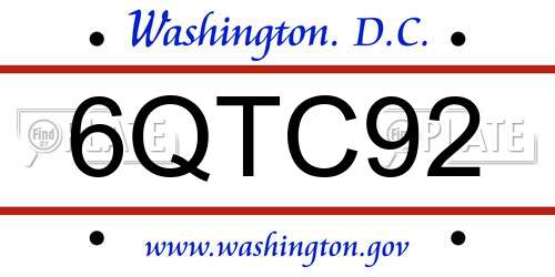 6QTC92 District Of Columbia License Plate