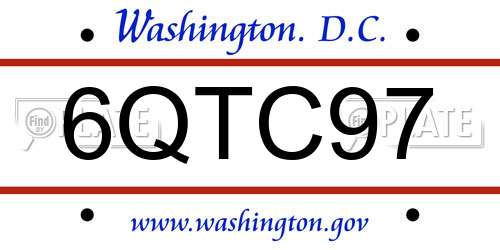 6QTC97 District Of Columbia License Plate