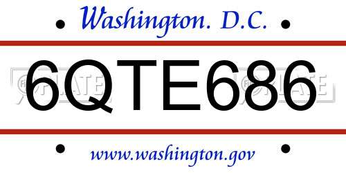 6QTE686 District Of Columbia License Plate