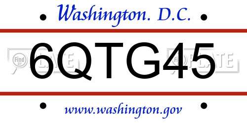 6QTG45 District Of Columbia License Plate