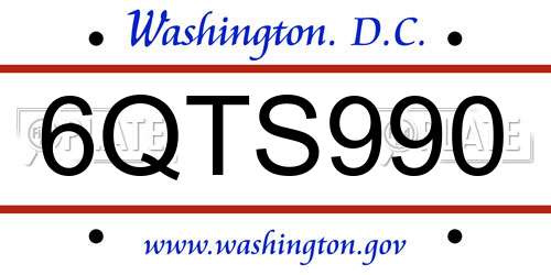 6QTS990 District Of Columbia License Plate