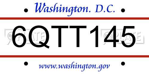 6QTT145 District Of Columbia License Plate