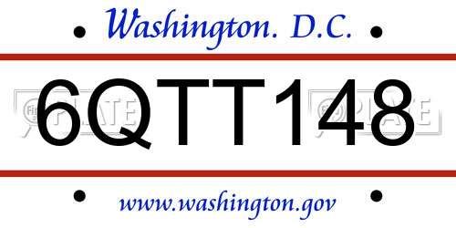 6QTT148 District Of Columbia License Plate