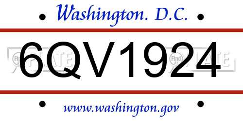 6QV1924 District Of Columbia License Plate