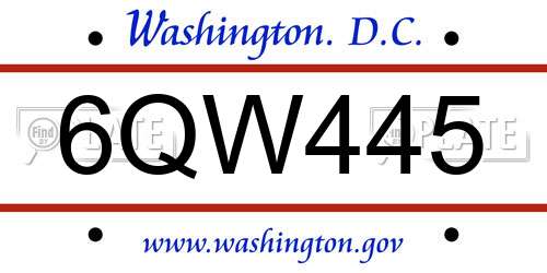 6QW445 District Of Columbia License Plate