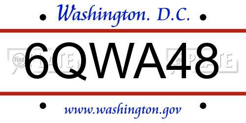 6QWA48 District Of Columbia License Plate