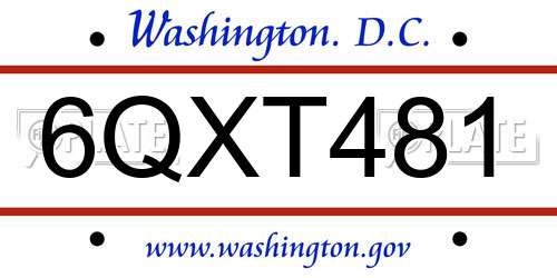 6QXT481 District Of Columbia License Plate