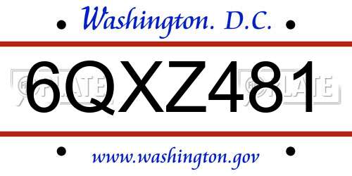 6QXZ481 District Of Columbia License Plate