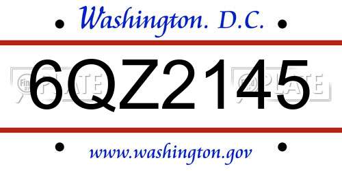 6QZ2145 District Of Columbia License Plate