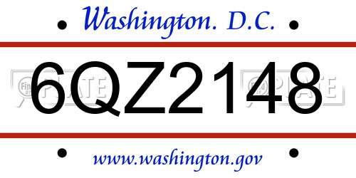 6QZ2148 District Of Columbia License Plate