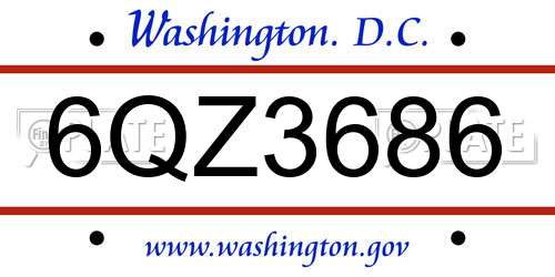 6QZ3686 District Of Columbia License Plate