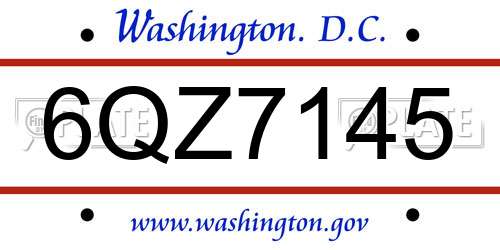 6QZ7145 District Of Columbia License Plate