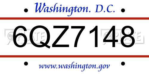 6QZ7148 District Of Columbia License Plate