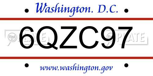 6QZC97 District Of Columbia License Plate