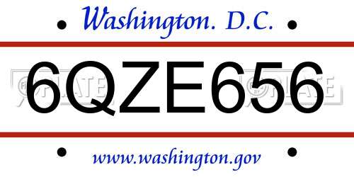 6QZE656 District Of Columbia License Plate