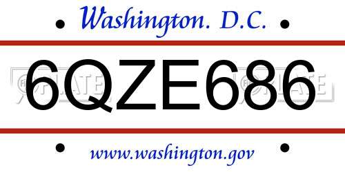 6QZE686 District Of Columbia License Plate
